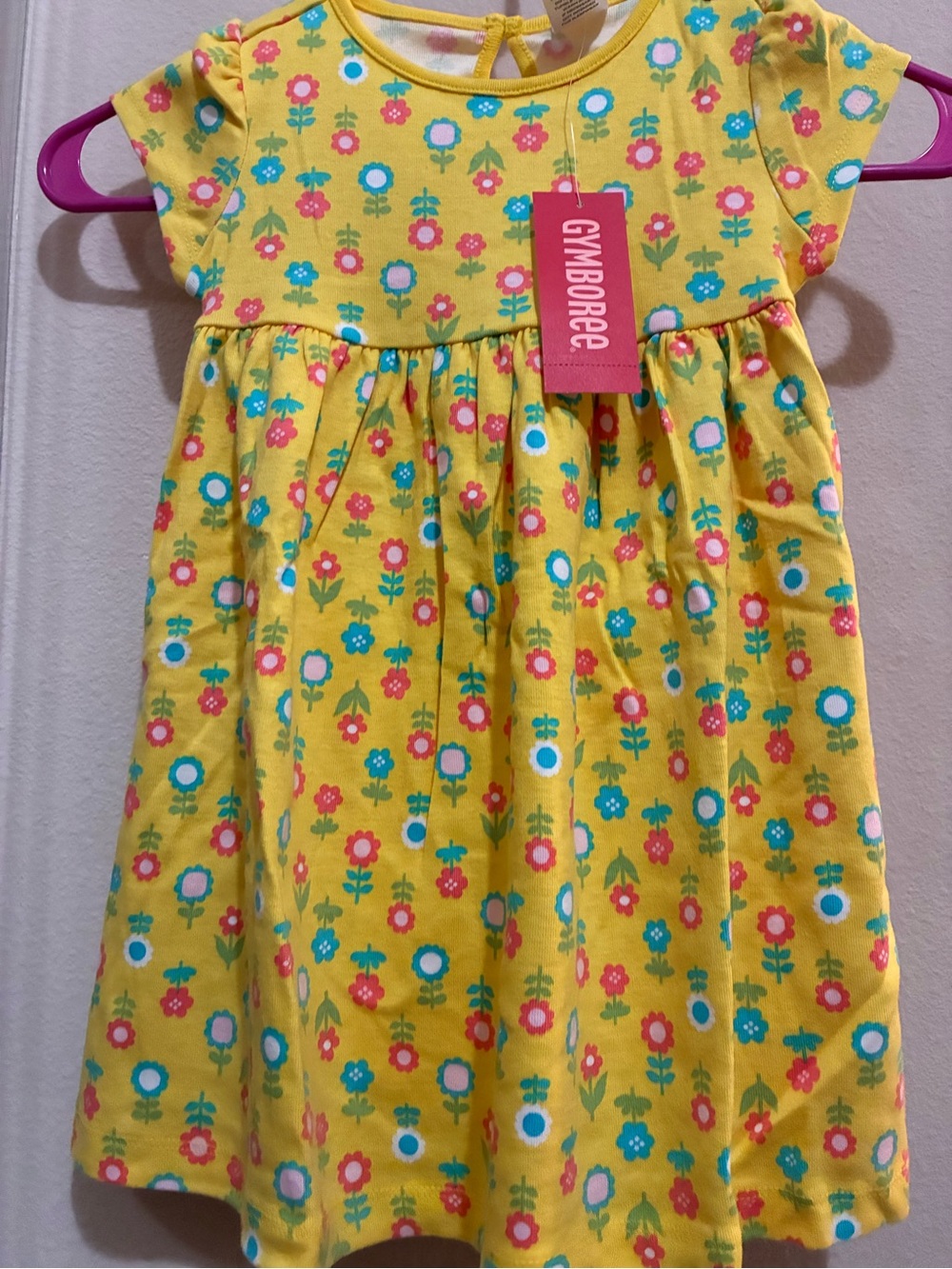 Gymboree Yellow Floral Cotton Dress with Pink and Blue Blooms